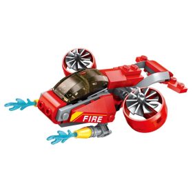 Qman - 8in1 A tűzoltó lovag - Kerékturbinás mentőhelikopter 04. - lego-kompatibilis építőjáték