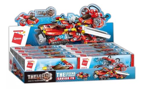 Qman - 8in1 A tűzoltó lovag - Kerékturbinás mentőhelikopter 04. - lego-kompatibilis építőjáték