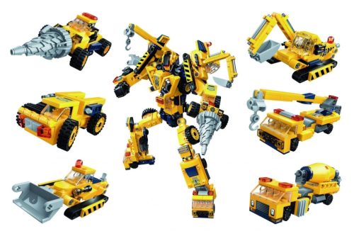 Qman - 6in1 Munkagép robot 06. - Betonkeverő - lego-kompatibilis építőjáték