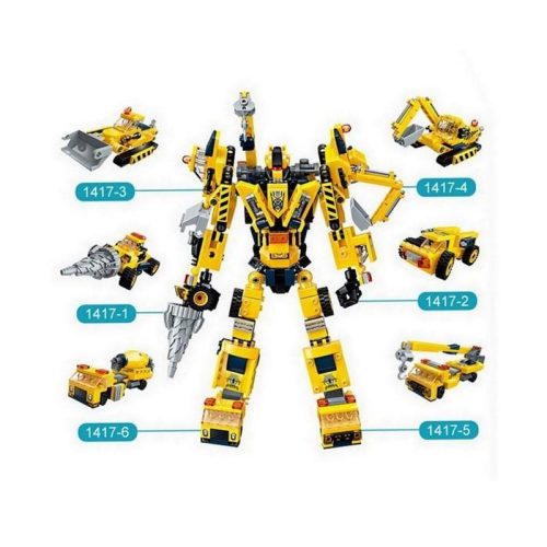 Qman - 6in1 Munkagép robot 06. - Betonkeverő - lego-kompatibilis építőjáték