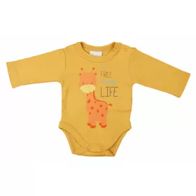 Hosszú ujjú baba body zsiráf mintával