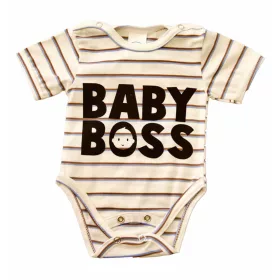   Rövid ujjú dupla patentos " Baby Boss" feliratú baba body