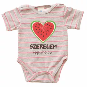   Rövid ujjú dupla patentos " Szerelem gyümölcs" feliratú baba body