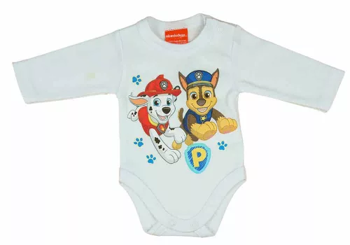 Hosszú ujjú baba body Mancs őrjárat mintával
