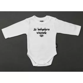   Dorko DRK "Jó helyekre visznek" mintával nyomott hosszú ujjú baba body