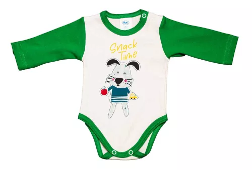 Hosszú ujjú baba body Kutyus mintával