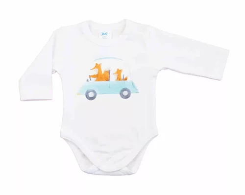 Hosszú ujjú baba body - Autós mintával