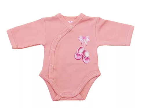 Elöl patentos hosszú ujjú baba body – Kis cipő mintával