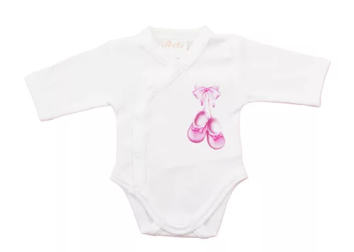 Elöl patentos hosszú ujjú baba body – Kis cipő mintával