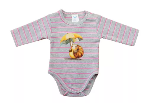 Hosszú ujjú baba body - csiga mintával