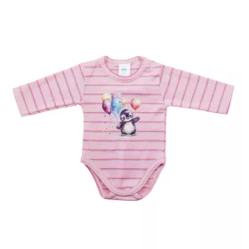 Hosszú ujjú baba body - pingvin mintával