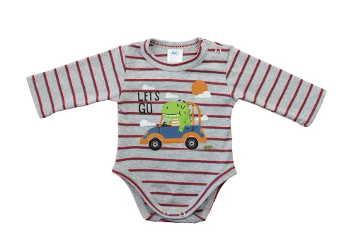 Hosszú ujjú baba body - Dinó mintával