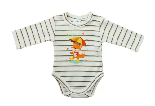 Hosszú ujjú baba body - Rókás mintával