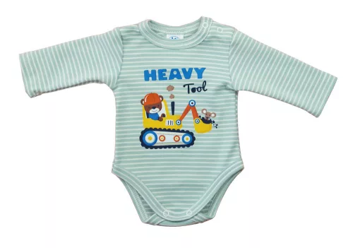Hosszú ujjú baba body - Munkagép mintával