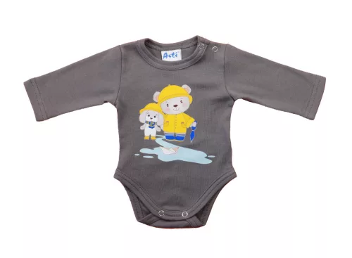 Hosszú ujjú baba body - Macis mintával