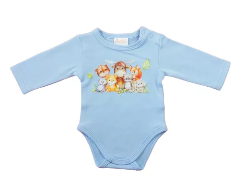 Hosszú ujjú baba body - Állatos mintával