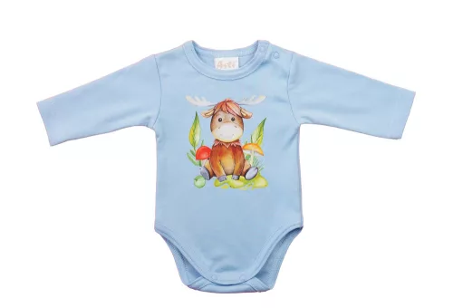 Hosszú ujjú baba body - Állatos mintával