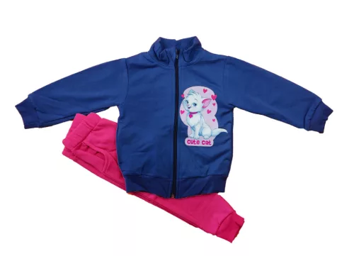 Belül bolyhos Lányka szabadidő szett Cica mintával