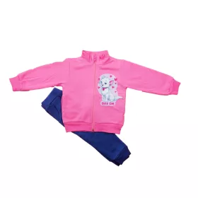 Belül bolyhos Lányka szabadidő szett Cica mintával