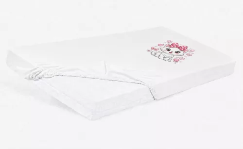 Bébi pamut gumis lepedő 60x120/70x140 - Cica mintával