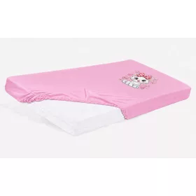 Bébi pamut gumis lepedő 60x120/70x140 - Cica mintával