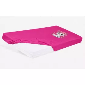 Bébi pamut gumis lepedő 60x120/70x140 - Cica mintával