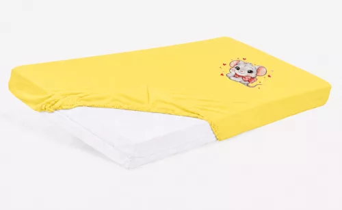 Bébi pamut gumis lepedő 60x120/70x140 - Kisegér mintával