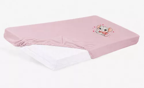 Bébi pamut gumis lepedő 60x120/70x140 - Kisegér mintával