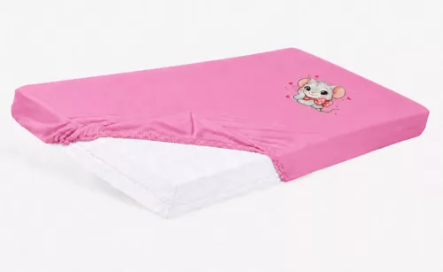 Bébi pamut gumis lepedő 60x120/70x140 - Kisegér mintával