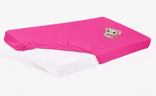 Bébi pamut gumis lepedő 60x120/70x140 - Kisegér mintával
