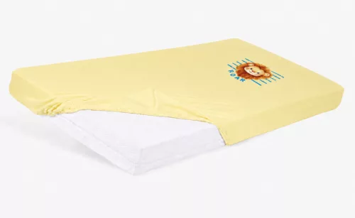 Bébi pamut gumis lepedő 60x120/70x140 - Oroszlán mintával