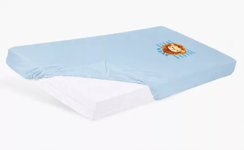 Bébi pamut gumis lepedő 60x120/70x140 - Oroszlán mintával