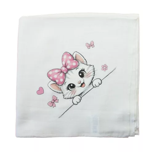 Textil tetra kifogó-törölköző cica mintával 140x140cm