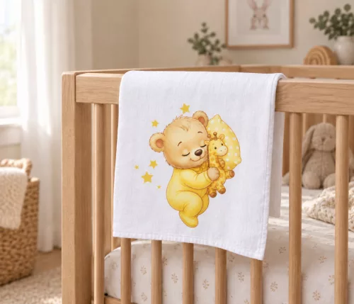 Textil tetra pelenka maci mintával 70x70cm