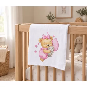 Textil tetra pelenka maci mintával 70x70cm
