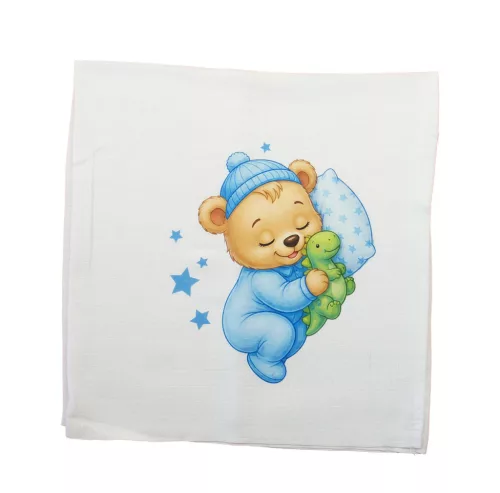 Textil tetra pelenka maci mintával 70x70cm