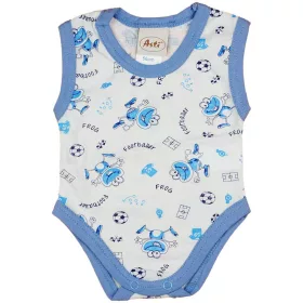 Béka mintás ujjatlan baba body