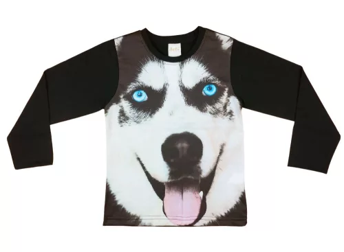 Husky mintás hosszú ujjú póló