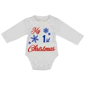   "My first Christmas" feliratos hosszú ujjú karácsonyi baba body| kombidressz fehér