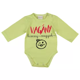   "Vagány kiscsaj vagyok" feliratos hosszú ujjú baba body zöld