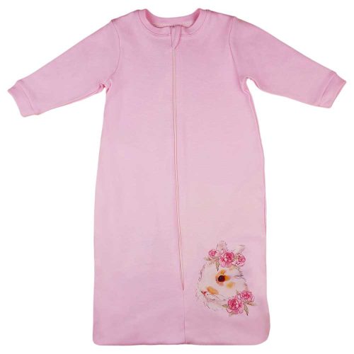 Hosszú ujjú elöl cipzáras tipegő hálózsák nyuszis mintával 1,5 TOG