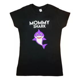   Rövid ujjú női póló cápás mintával "Mommy shark" felirattal