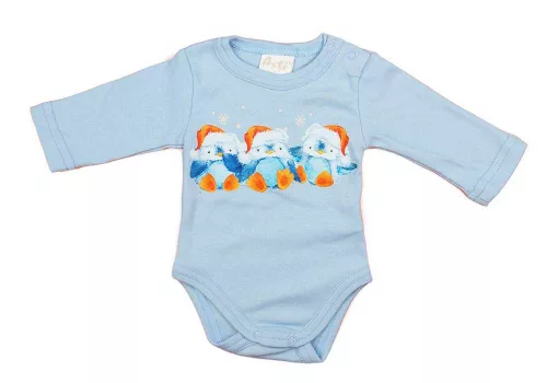 Hosszú ujjú baba body bébi pingvin mintával