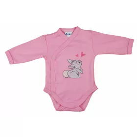 Elöl patentos hosszú ujjú baba body Nyuszis mintával