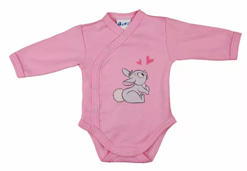 Elöl patentos hosszú ujjú baba body Nyuszis mintával