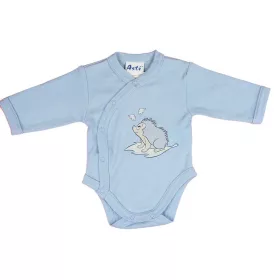 Elöl patentos hosszú ujjú baba body Sünis mintával