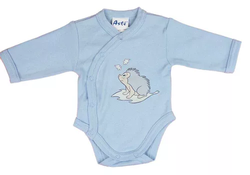 Elöl patentos hosszú ujjú baba body Sünis mintával