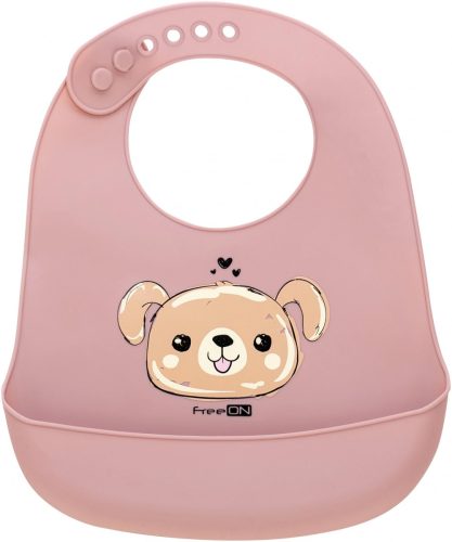 FreeON szilikon előke- Rózsaszín kutyás