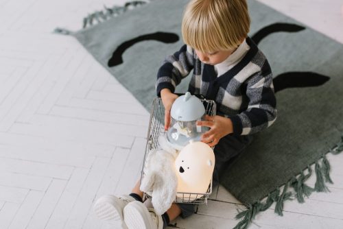 Rabbit&Friends CHICKLET lámpa körhinta zenedobozzal - kék