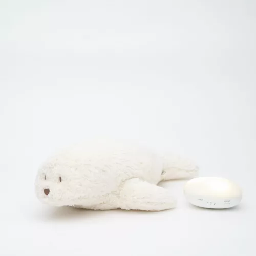 Moonie 2.0 the Organic Humming Seal - dallammal és lámpával, alvástámogató éjjeli fény, fóka  - polar
